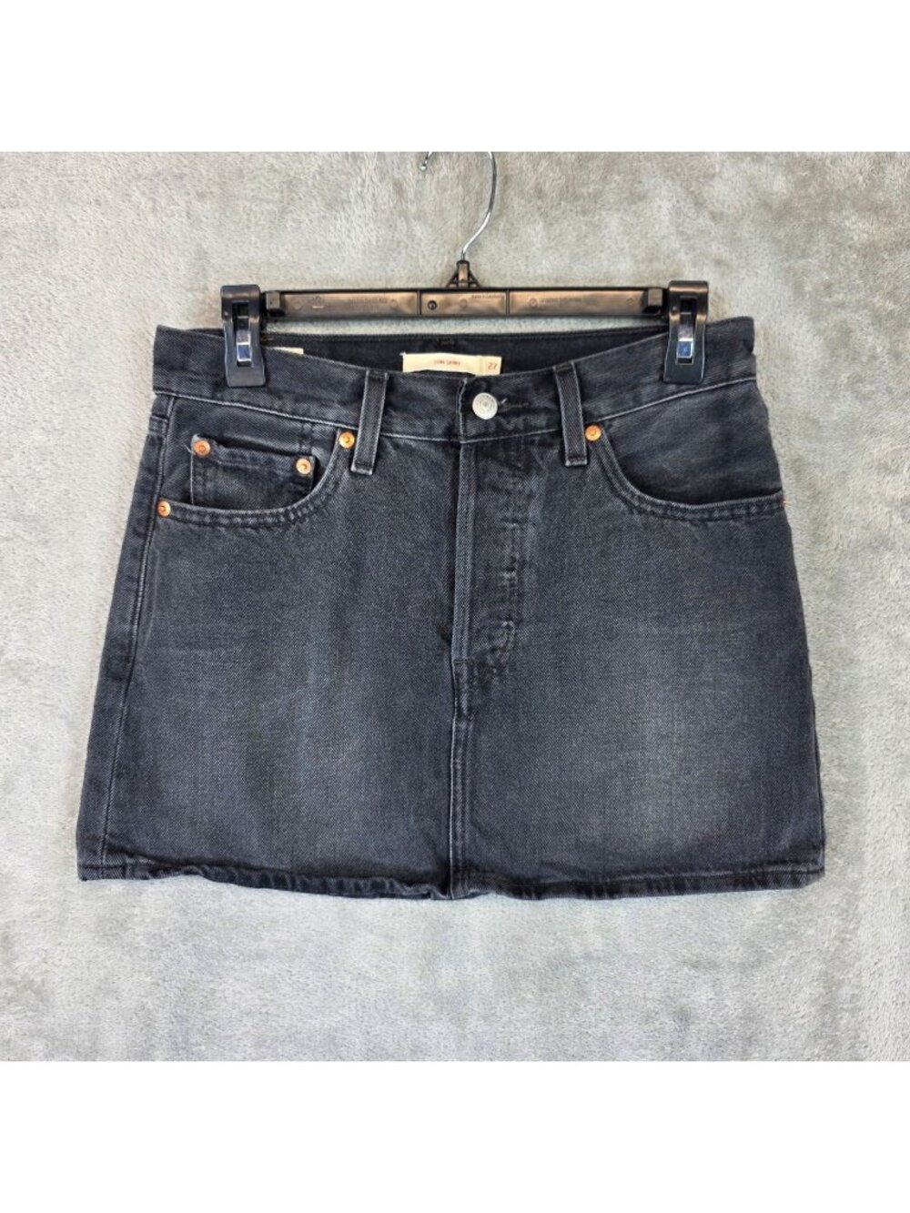 Levi's Premium Skirt Womens 27 Black Denim Button Fly Mini 5 Pocket Casual